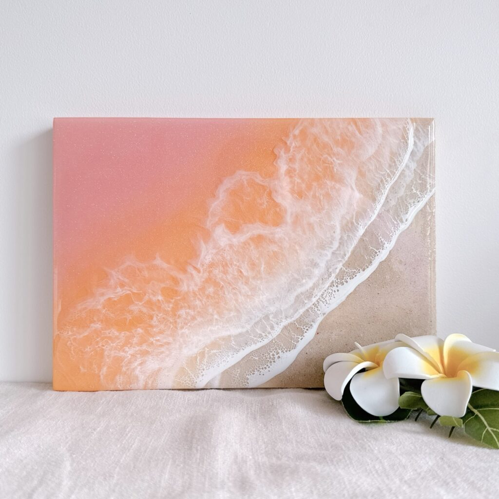海レジンアート体験　サンセットのアートパネル