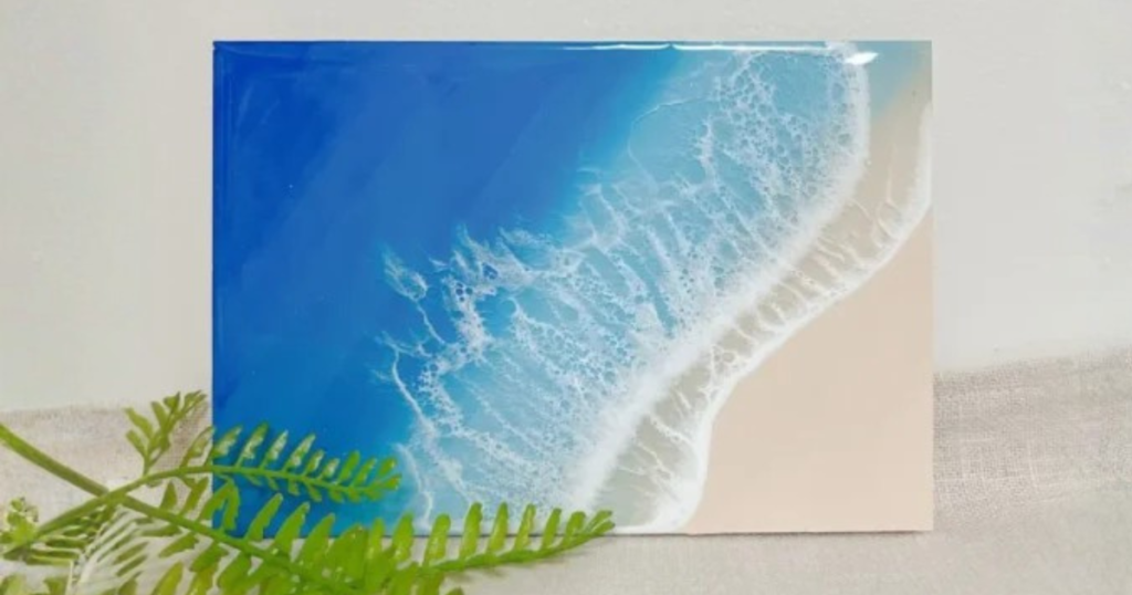 オーシャンブルーの海レジンアート