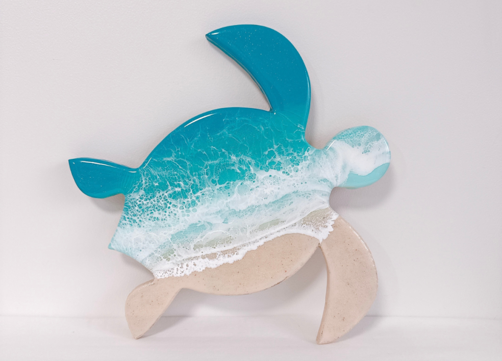 美しい仕上がりの海レジンアート